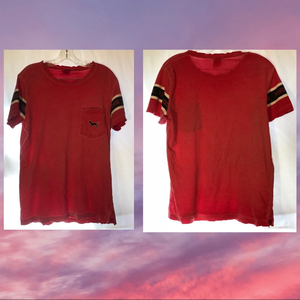 🛍Pink Stone Washed Red T-Shirt🎊